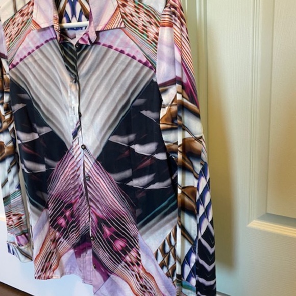 ETERNA Premium Ladies' blouse sz 38 EU sz US S 100% cotton multicolour retro - Picture 5 of 16